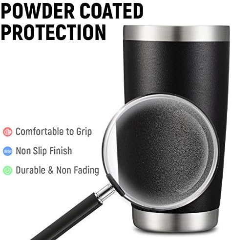 COMOOO 20oz Black Tumbler 4 Pack Stainless Steel Insulated Travel Mug