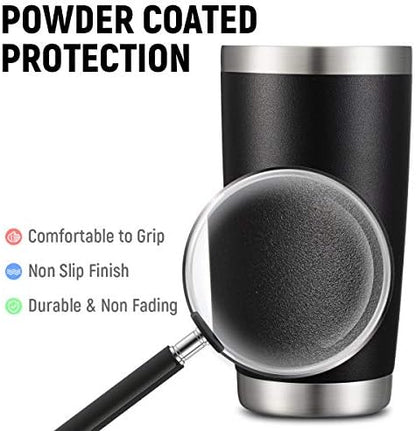 COMOOO 20oz Black Tumbler 4 Pack Stainless Steel Insulated Travel Mug