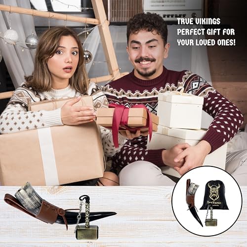 Drinking Horn — 10-12 Inch Viking Gifts for Men & Women | With Thor