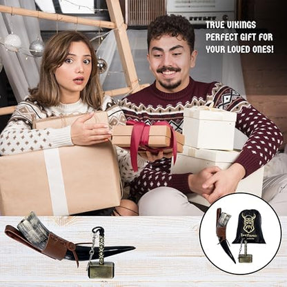 Drinking Horn — 10-12 Inch Viking Gifts for Men & Women | With Thor