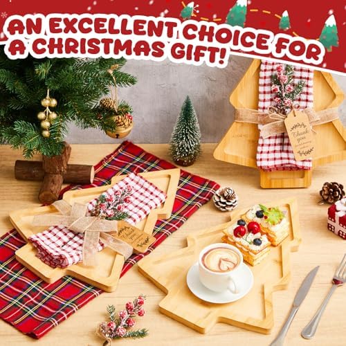 FoldTier 6 Set Christmas Serving Platter Set Bamboo Tray