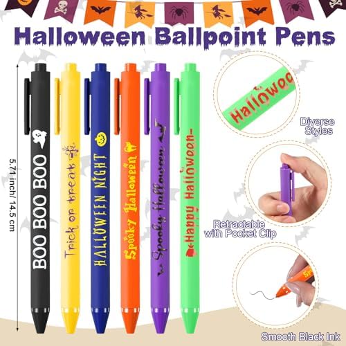 Pasimy 24 Sets Halloween Sticky Notes Pen Bulk Classroom Gifts Party