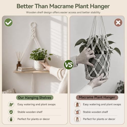 Artilady Macrame Wall Hanging Shelf Boho Storage Wall Decor for