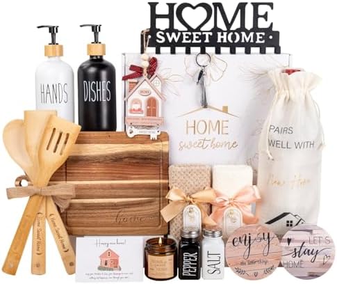 House Warming Gifts New Home, 19pcs New Home Gift Basket For