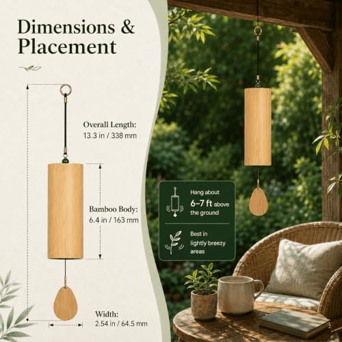 Bamboo Wind Chime-432Hz Tuned for Relaxation Focus Meditation & Patio