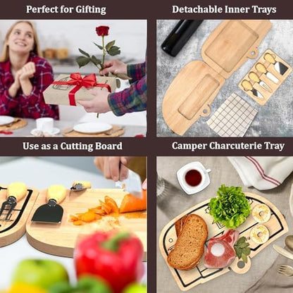 Bamboo Charcuterie Board Set - Foldable Serving Tray with Utensils