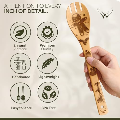 Christmas Wooden Spoons for Cooking - 6-Piece, Christmas Kitchen