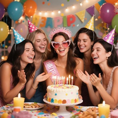Atoden Birthday Girl Sash Glitter Headband Tiara Crown Sunglasses Pink