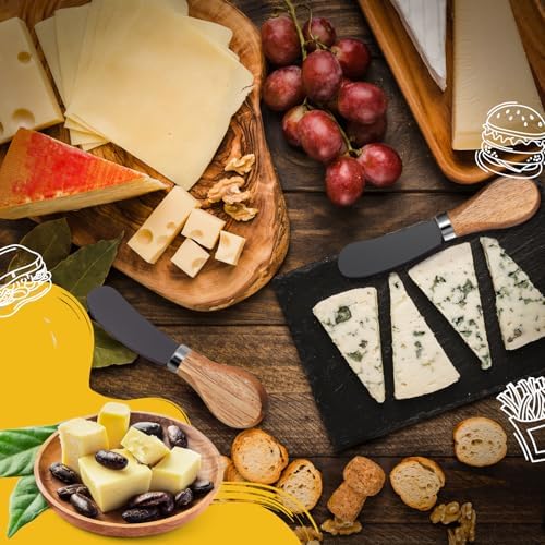 Cheese Spreader Knives Set of 4, Stainless Steel with Acacia Wood