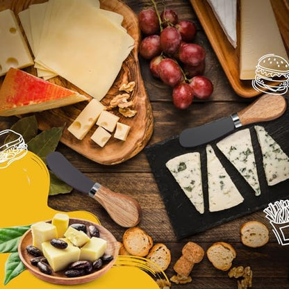 Cheese Spreader Knives Set of 4, Stainless Steel with Acacia Wood