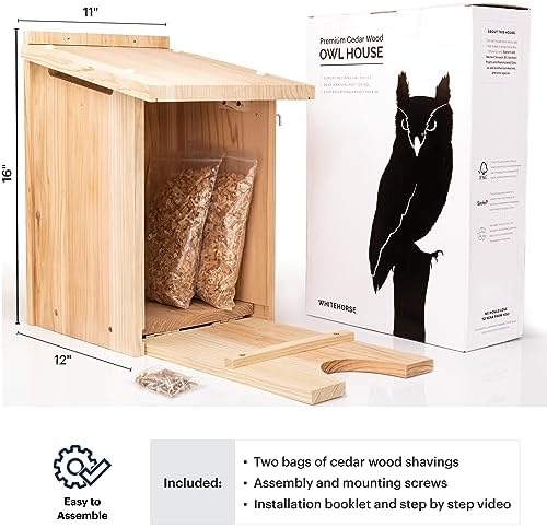 WHITEHORSE Large Cedar Owl House - Premium and Weatherproof Design