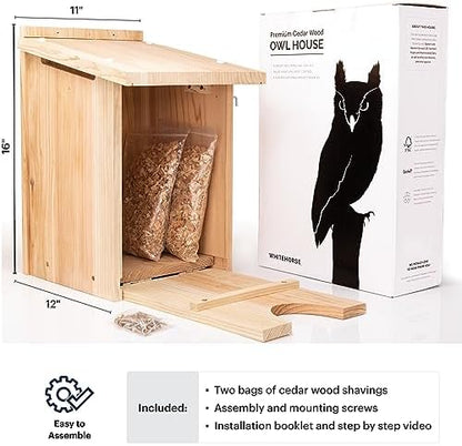 WHITEHORSE Large Cedar Owl House - Premium and Weatherproof Design
