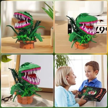Flower Plant Botanical Building Set, Flowers with Openable Mouth Toy