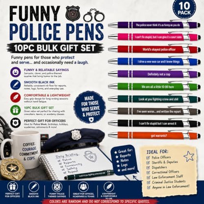 10PC Funny Police Officers Cop Pens Ballpoint Writing Pen Bulk Gifts