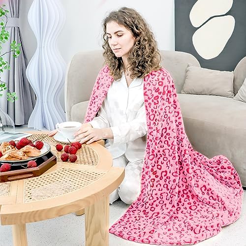 Pink Throw Blanket for Teen Girls Women, Christmas Birthday Gifts for