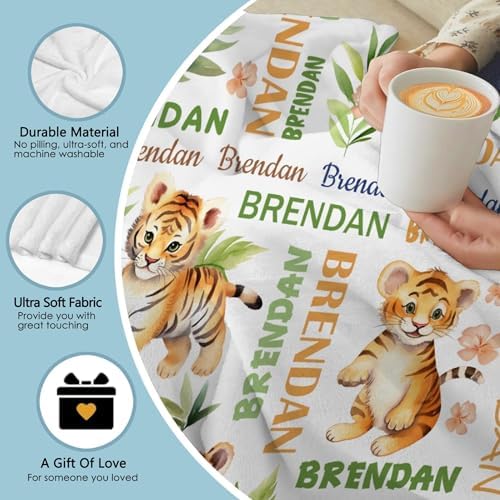 Aniruddha Custom Tiger Name Baby Blanket,Personalized Baby Blanket for
