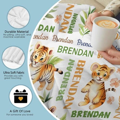 Aniruddha Custom Tiger Name Baby Blanket,Personalized Baby Blanket for