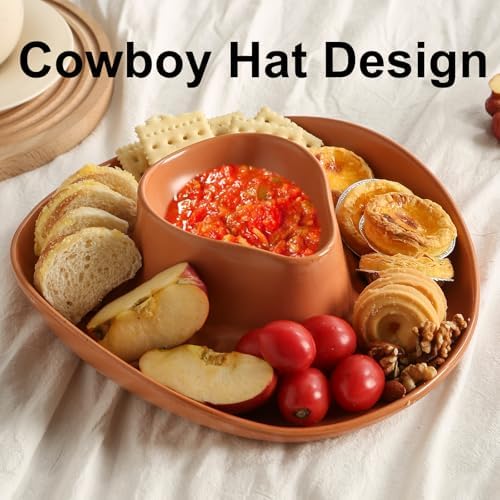Chip and Dip Serving Set Bowl Cowboy Hat Chips and Salsa Serving Dish