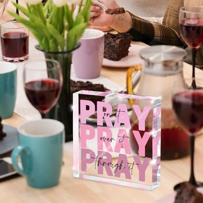 Pink Inspirational Decor Pray Over It Bible Verse Wall Art Christian