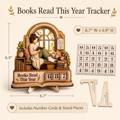Book Lover Gifts for Women, Books Read This Year Counter Plaque