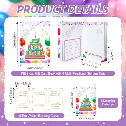 Happy Birthday Gift Card Book, Cash Money Gifts Cards Booklet -White