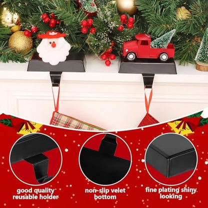 Hxezoc 3 Pack Black Christmas Stocking Holders, Metal Mantel Stocking