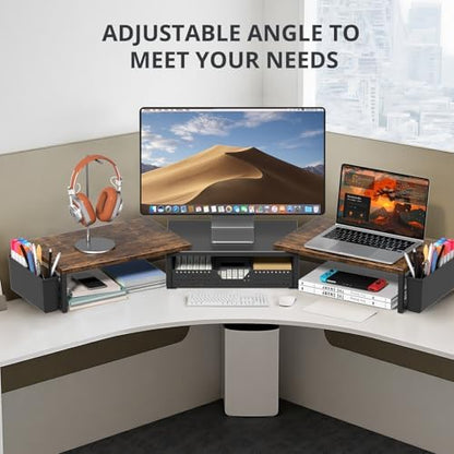 OPNICE Desk Organizers and Accessories, Dual Monitor Stand Riser with