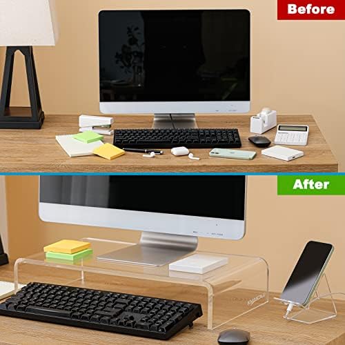 16"x8"x4" Acrylic Monitor Stand, Clear Laptop Riser with Bonus Phone