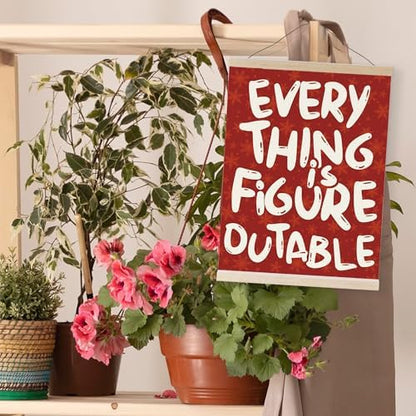 YQDEJ Everything is Figureoutable Red Christmas Inspirational Wall Art