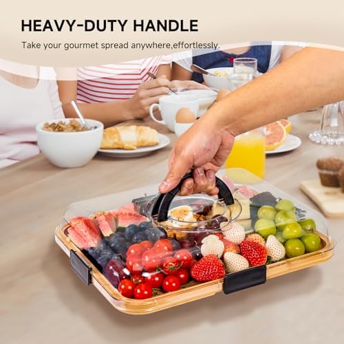 Portable Charcuterie Board with Lid, Cheese, Veggie & Snack Tray