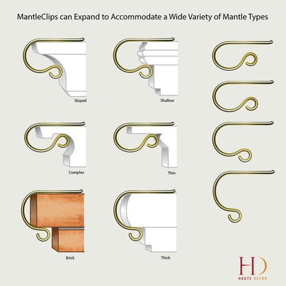 Haute Decor The Original MantleClip® Stocking Holder 4 Pack - Hang