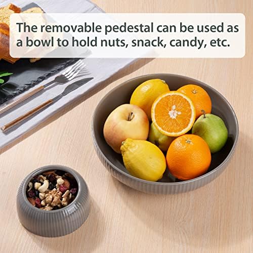 Ceramic Fruit Bowl for Kitchen Counter, Large Fruit Basket with Hole