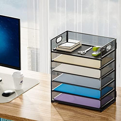 Marbrasse 6 Tier Paper Organizer Letter Tray - Mesh Desk File