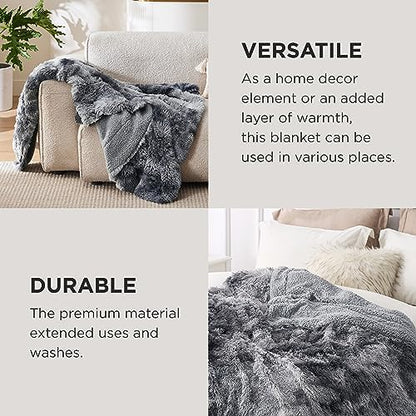 Bedsure Faux Fur Fluffy Fleece Sherpa Blanket Couch Throw Grey 50"x60"
