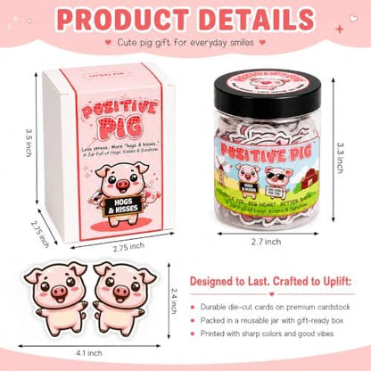 Positive Pig Jar with 60 Affirmation Cards, Cute Pig Gifts for Women