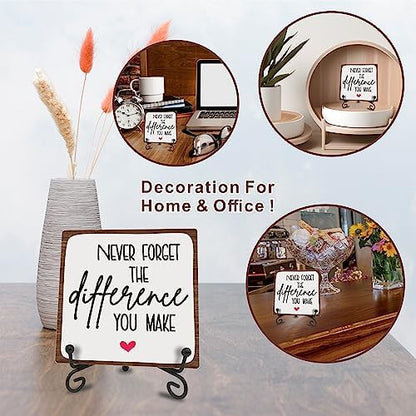 Wooden Motivational Office Desk Decor 4in - Never Forget The