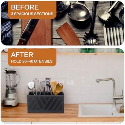 MINCORD Kitchen Utensil Holder with 3 Compartments