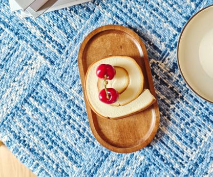 Small Wooden Tray (7.5 x 4.1 inch), Oval Mini Serving Tray