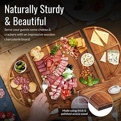 Large Charcuterie Board Set - 3 Part Unique Long & Round - Magnetic