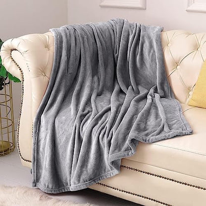 KMUSET Fleece Blanket Throw Size Grey Lightweight Super Soft Cozy