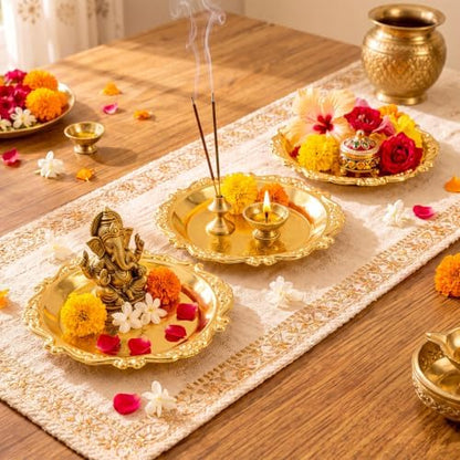 Rtteri 30 Pcs Indian Pooja Return Gift for Guests Small Gold Tray