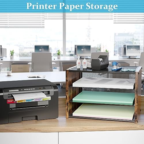 DAOUTIME 3-Tier Paper Letter Tray, Wooden Desk File Organizer