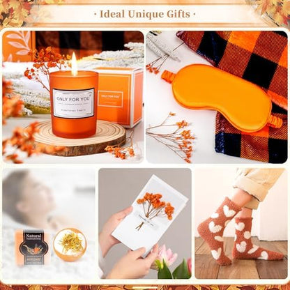 13PCS Fall Gift-Orange Gifts for Women,Thank You Birthday Baskets for
