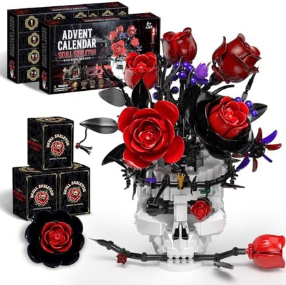 Gothic Advent Calendar 2026 - Skull & Roses Flower Bouquet Toy