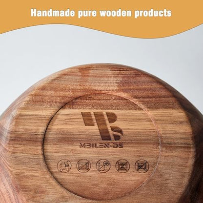 Wooden Salad Bowls with Serving Utensils, Large 12.5" Acacia Wooden