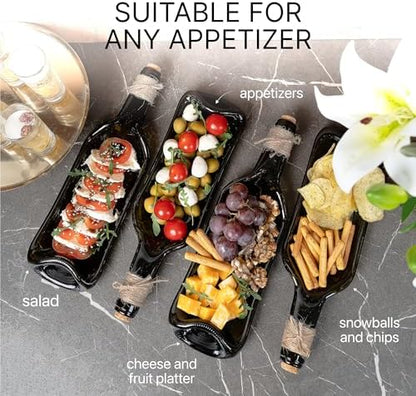 Melted Wine Bottle Serving Boards - Decorative Rectangle Serving Trays