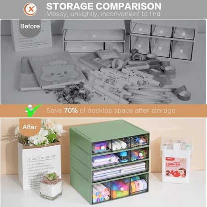 Desk Storage Organizer with 9 Drawers, 4 Tiers Stackable Desktop Craft