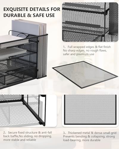 WALI Desk File Organizer, 4 Tier Desktop Paper Letter Tray Organizer