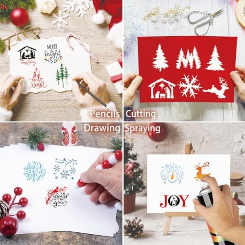60pcs Small Christmas Stencils for Painting on Wood Ornaments