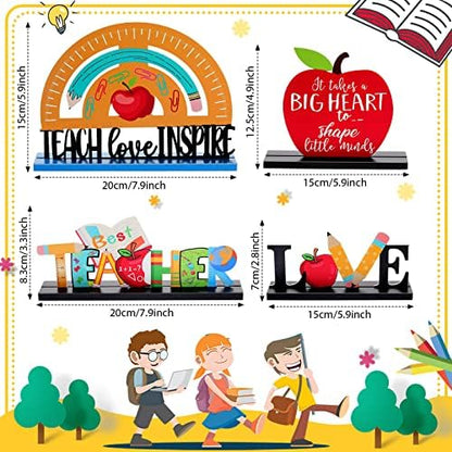 Yulejo 4 Pcs Teacher Appreciation Table Centerpieces Back to School